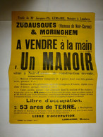 62 Zudausques (Noir-Carme) Et Drionville, 1965, Vente Manoir Et Bal, Affiche Ancienne ORIGINALE, Ref 1399  ; A 31 - Afiches