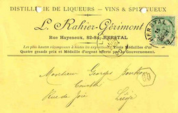 DISTILLERIE à HERSTAL Carte Correspondance De La Distillerie L. Rahier Gérimont - Herstal