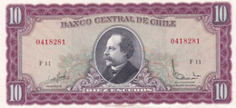 BILLETE DE CHILE DE 10 PESOS AÑOS 1962 AL 1975 SIN CIRCULAR (UNC) (BANK NOTE) - Chile