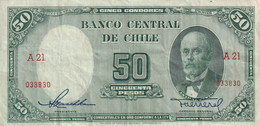 BILLETE DE CHILE DE 50 PESOS DEL AÑO 1947 EN CALIDAD MBC (VF) (BANK NOTE) - Cile