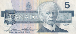 BILLETE DE CANADA DE 5 DOLLARS DEL AÑO 1986 EN CALIDAD MBC (VF) (BANKNOTE) - Canada