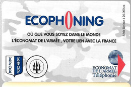 CARTE-PREPAYEE-MILITAIRE- ECOPHONING-DIVISION TRIDANT-GRIS PALE-PALE-20000Ex-TBE -  Cartes à Usage Militaire