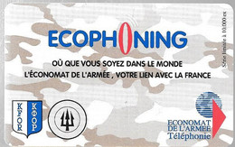 CARTE-PREPAYEE-MILITAIRE- ECOPHONING-DIVISION TRIDANT-BEIGE-10000Ex-TBE - Militares