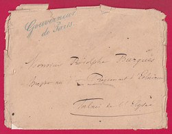 FRANCHISE GOUVERNEUR DE PARIS 11 SEPT 1870 TEXTE AU SUJET DU CHEVAL DU GENERAL DUCROT POUR PALAIS ELYSEE LETTRE COVER - Guerre De 1870