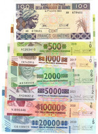 FULL SET Guinea 100, 500, 1000, 2000, 5000, 10000 & 20000 Francs 2015-2021 UNC - Guinea