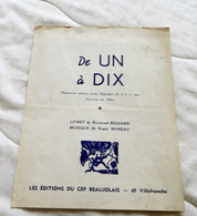 Livret De Un A Dix Fascicule Texte Et Partition De Roger Moreau - Etude & Enseignement