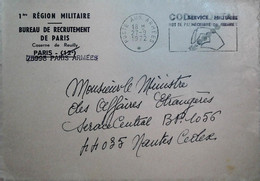 O 13   Lettre Ou Carte Postale En Fm Bureau Recrutement Paris - Military Airmail