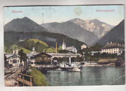 C5134) EBENSEE - LANDUNGSPLATZ Mit SCHIFF U. Häusern U. Kirche Im Hintergrund ALT - Ebensee