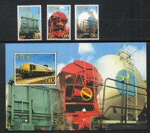 Belgium 2000 Freight Wagons And Locomotives Belgian Railway Post Set Of 3 Stamps And Block Mint - 1996-2013 Labels [TRV]