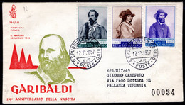 INSIEME DI 16 BUSTE TUTTE FDC VENETIA SERIE COMPLETA "150° ANNIV.NASCITA GARIBALDI" + "100°PRIMI FRANCO. DEL REGNO NAP." - Lettres & Documents