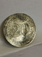 20 PFENNIG ARGENT 1874 F STUTTGART WILHELM I TYPE 1 PETIT AIGLE ALLEMAGNE / GERMANY SILVER / UN PEU TORDUE - 20 Pfennig