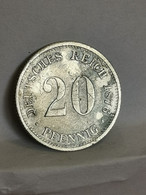 20 PFENNIG ARGENT 1876 F STUTTGART WILHELM I TYPE 1 PETIT AIGLE ALLEMAGNE / GERMANY SILVER / UN PEU TORDUE - 20 Pfennig