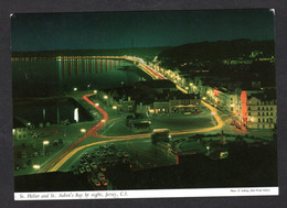 Jersey - St-HELIER And St. Aubin's Bay By Night, Vu De Nuit ( Postée En 1970 ) - St. Helier