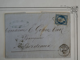 BO14 FRANCE  BELLE LETTRE  1855  TOULOUSE A BORDEAUX +N°14  +AFFRANCH. INTERESSANT + - 1853-1860 Napoleon III