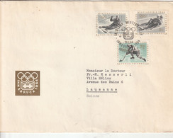 Lettre Illustrée Anneaux Cachet Illustré Jeux Olympiques INNSBRUCK 29/1/1964 Pour Messerli Lausanne Suisse  Pli Vertical - Invierno 1964: Innsbruck