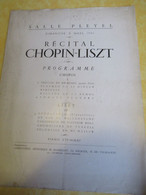 Programme Ancien/Salle PLEYEL/Récital CHOPIN-LISZT/ Walter RUMMEL/Piano Steinway/Dimanche 9 Mars 1941   PROG346 - Programs
