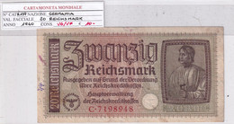 GERMANIA 20 REICHSMARK 1940  P R139 - 20 Reichsmark