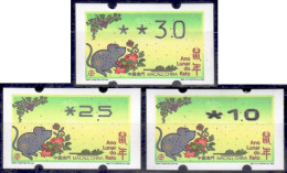 2020 China Macau ATM Stamps Ratte Maus Rat / Alle Drei Typen Klussendorf Nagler Newvision Automatenmarken Automatici - Distribuidores