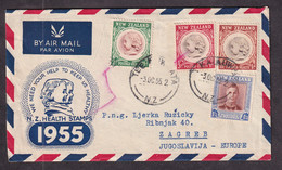 NEW ZEALAND - Envelope For Airmail Sent From Te Kauwhata To Zagreb (Yugoslavia) 1955. Nice Franking And .... / 2 Scans - Briefe U. Dokumente