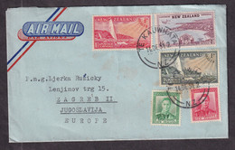 NEW ZEALAND - Envelope For Airmail Sent From Te Kauwgata To Zagreb (Yugoslavia) 1951. Nice Franking And .../ 2 Scans - Cartas & Documentos