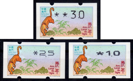 2022 China Macau ATM Stamps Tiger / MNH / Alle Drei Typen Klussendorf Nagler Newvision Automatenmarken Automatici - Distributors