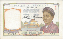 INDOCHINE  - 1  Piastre   Nd(1936)   -- UNC -- - Indochine