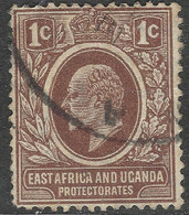 East Africa & Uganda Protectorates. 1907-08 KEVII. New Currency. 1c Used. Mult Crown CA W/M SG 34 - Protectoraten Van Oost-Afrika En Van Oeganda