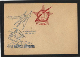 RUSSIA USSR Private Envelope LITHUANIA VILNIUS VNO-klub-052-1 Space Exploration Vostok-3 Vostok-4 Anniversary - Lokaal & Privé