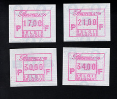 1722452164 1999 (XX) OCB ATM 100  POSTFRIS MINT NEVER HINGED - SET 17 - 21 - 30  - 34 - BRUPHILA ' 99 - Ungebraucht