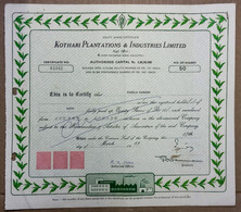 INDIA 1989 KOTHARI PLANTATIONS & INDUSTRIES LIMITED, TEA & COFFEE PLANTATIONS....SHARE CERTIFICATE - Landbouw