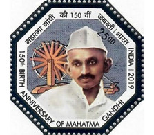 INDIA 2019 150th Birth Anniversary Of Mahatma Gandhi (Octagonal Silver Bordered) Rs.25.00 1v STAMP MNH P.O Fresh&Fine - Erreurs Sur Timbres