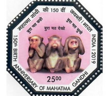 INDIA 2019 150th Birth Anniversary Of Mahatma Gandhi (Octagonal Silver Bordered) Rs.25.00 1v STAMP MNH P.O Fresh&Fine - Errori Sui Francobolli