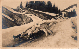 Carte Photo " Partie De Bolsleigh " Eine Bobsleighpartie - Sports D'hiver