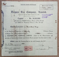 INDIA 1951 TEZPORE TEA COMPANY LIMITED, TEA ESTATE, TEA GARDEN....SHARE CERTIFICATE - Agriculture