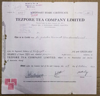 INDIA 1980 TEZPORE TEA COMPANY LIMITED, TEA ESTATE, TEA GARDEN....SHARE CERTIFICATE - Landwirtschaft