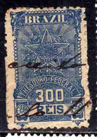 BRAZIL BRASIL BRASILE BRÉSIL 1907 OLD REVENUE TAX FISCAL STAMPS THESOURO FEDERAL 300r USED USATO OBLITERE' - Portomarken