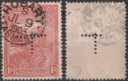AUSTRALIE Australia Tasmanie Tasmania 60 (o) Surcharge Perforé Perfin Gelocht Lochungen Magnifique Cachet Cancel 1903 - Used Stamps