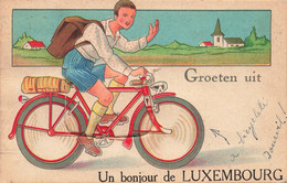 Carte Système - Un Bonjour De Luxembourg - Colorisé - Cycliste - Groeten Uit - Carte Postale Ancienne - Dreh- Und Zugkarten