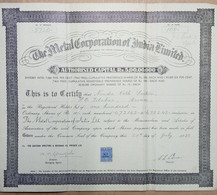 INDIA 1958 THE METAL CORPORATION OF INDIA LIMITED....SHARE CERTIFICATE - Industrie