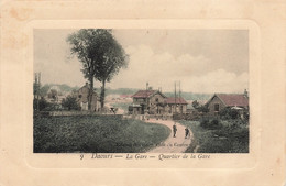 France - Daours - La Gare - Quartier De La Gare - Edit. Grévin  - Café Du Centre - Colorisé - Carte Postale Ancienne - Amiens