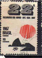 BRAZIL BRASIL BRASILE BRÉSIL 1967 MEETING OF INTERNATIONAL MONETARY FUND SUN OVER SUGAR LOAF 10c USED USATO OBLITERE' - Gebruikt