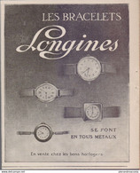 Publicité 1916 Longines Bracelets Tous Métaux Montres Horlogers - Watch Advertising - Parijs