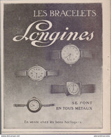 Publicité 1916 Longines Bracelets Tous Métaux Montres Horlogers - Watch Advertising - Parigi