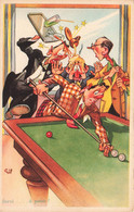 Humour - Illustrateur - Sil - Servi à Point - Edit. JG - Colorisé - Billard - Serveur - Carte Postale Ancienne - Humour