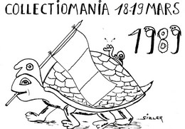CPM Bourse Salon 1989 (75) PARIS Tortue Turtle Schildkröte Tartaruga Schildpad Tirage Limité Illustrateur SIZLER - Bourses & Salons De Collections