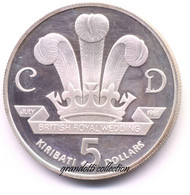 KIRIBATI 5 DOLLARS 1981 CHARLES AND DIANA ANNIVERSARY MONETA ARGENTO FS PROOF - Kiribati