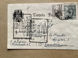 Tarjeta Postal Espagne 1945 Censure Correspondance Pour Saint Sulpice La Pointe  Tarn - Bolli Di Censura Nazionalista