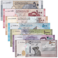 UNC Syria Banknote，7 Notes (50-5000 Pounds) - Siria