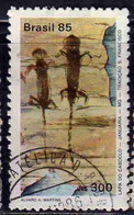 BRAZIL BRASIL BRASILE BRÉSIL 1985 CAVE PAINTINGS LIZARDS LAPA DO CABOCLO 300cr USED USATO OBLITERE' - Used Stamps