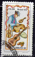 BRAZIL BRASIL BRASILE BRÉSIL 1982 LUBRAPEX STAMP EXHIBITION INSTRUMENTS 75cr USED USATO OBLITERE' - Oblitérés